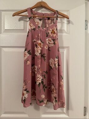 torrid Pink Floral Sleeveless Blouse with Peach Blooms